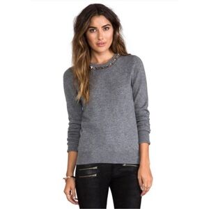 Equipment Shane Jeweled Cashmere Sweater Gray Size Large